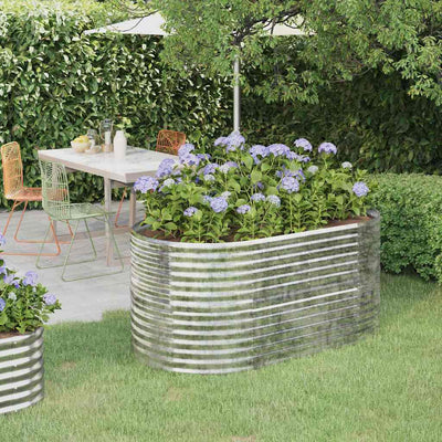 Vidaxl planteur 152x80x68 cm en poudre à argent en acier en acier coloré