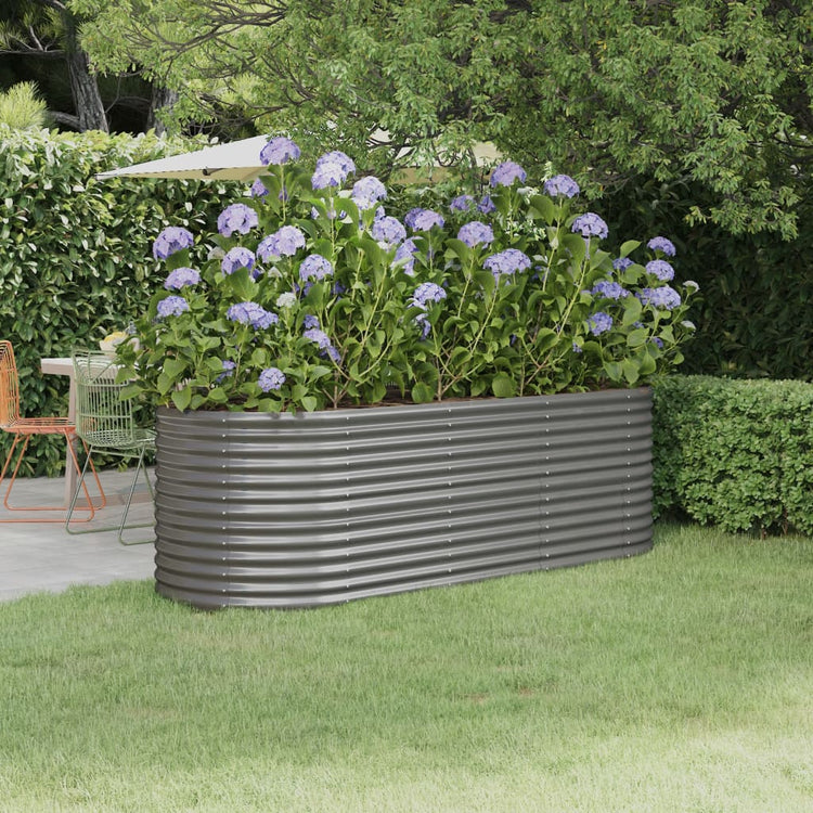 Boîte de planification Vidaxl 224x80x68 cm en poudre-gris en acier recouvert