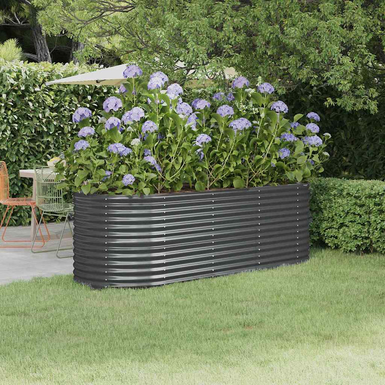 Boîte de planification Vidaxl 224x80x68 cm en poudre et en acier recouvert d'anthracite -colored