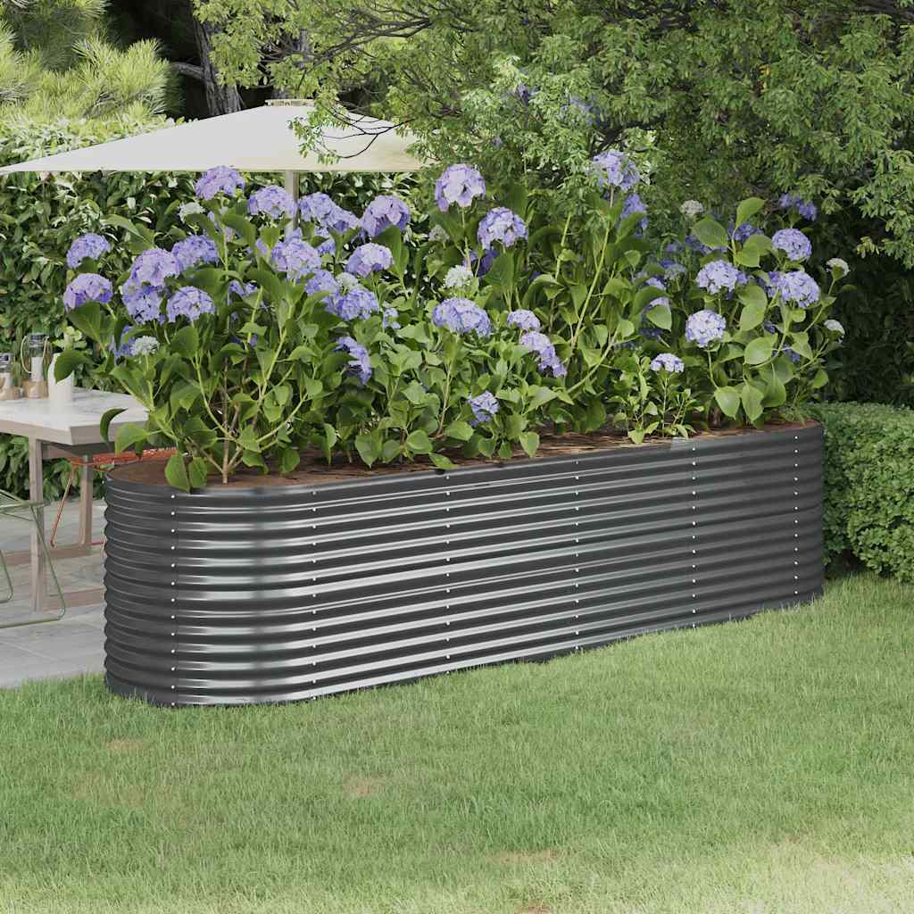 Vidaxl Planning Box 296x80x68 cm en poudre et en acier recouvert d'anthracite -colored