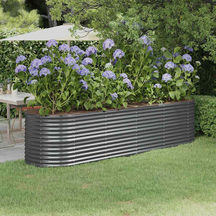 Vidaxl Planning Box 296x80x68 cm en poudre et en acier recouvert d'anthracite -colored