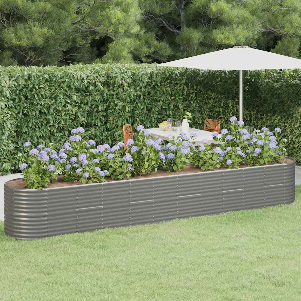 Boîte de planification de Vidaxl 440x80x68 cm en poudre-gris en acier recouvert