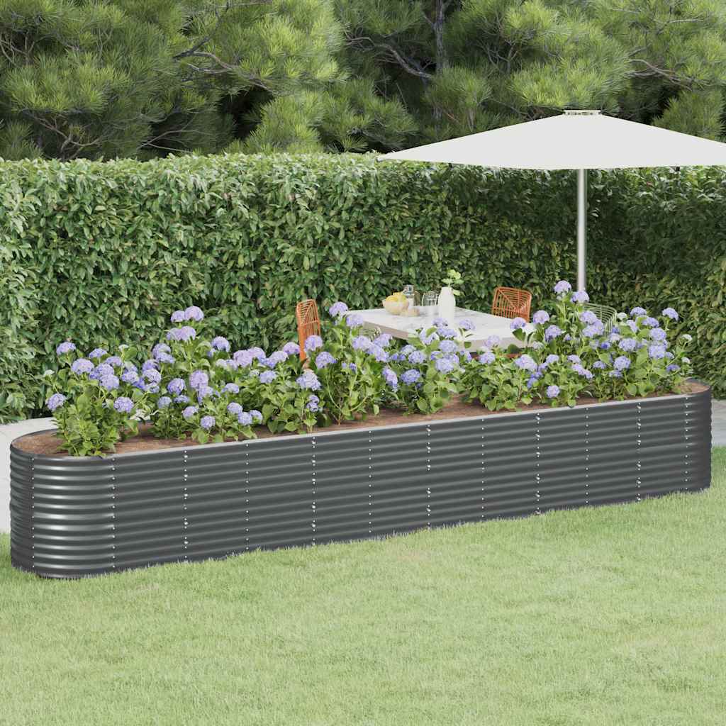 Boîte de planification Vidaxl 440x80x68 cm - Anthracite en acier recouvert de