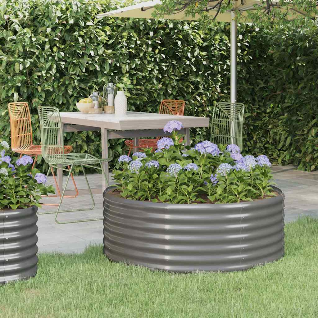 Boîte de planification de Vidaxl 100x100x36 cm en poudre et gris en acier recouvert