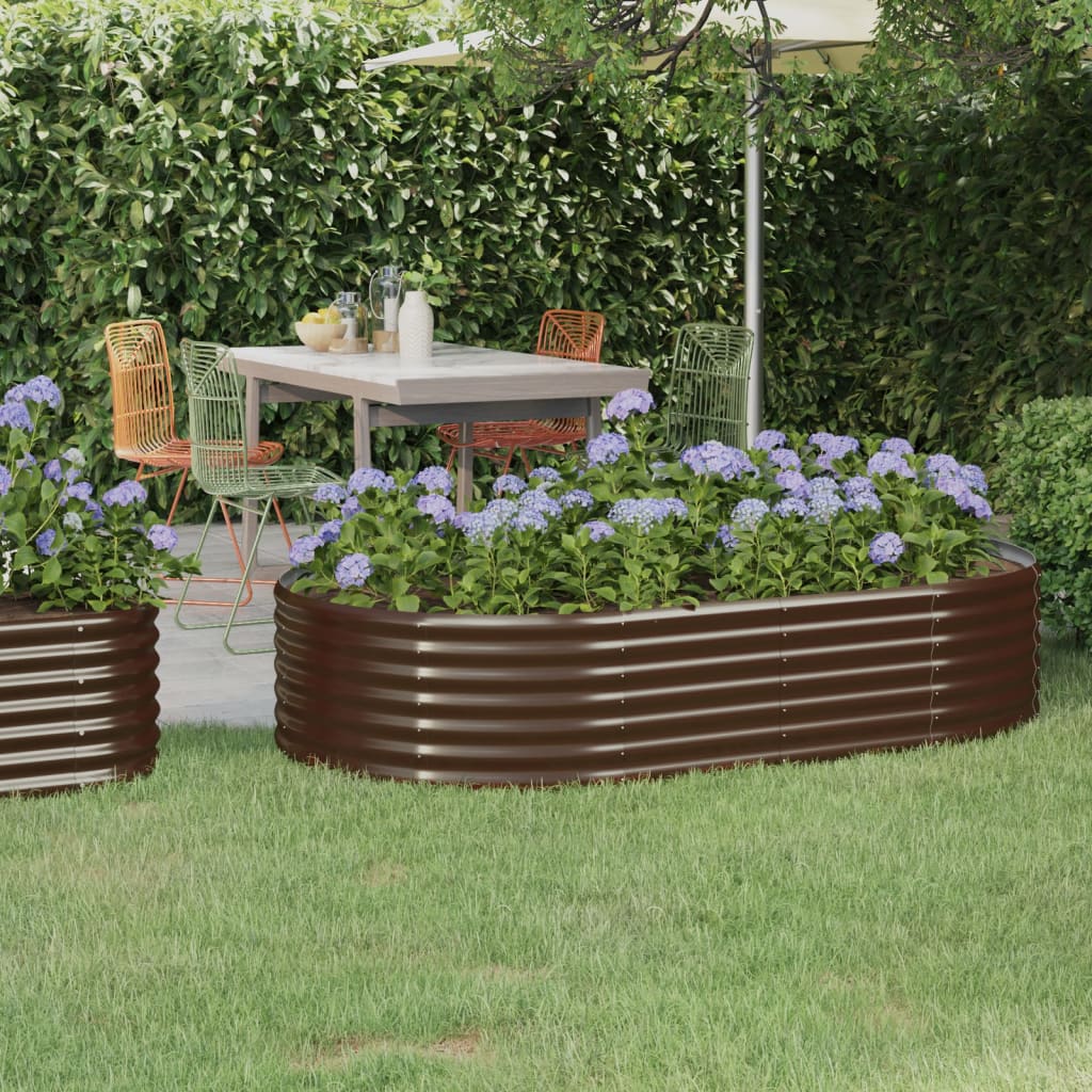 Boîte de planification Vidaxl 175x100x36 cm en poudre et en acier recouvert de brun