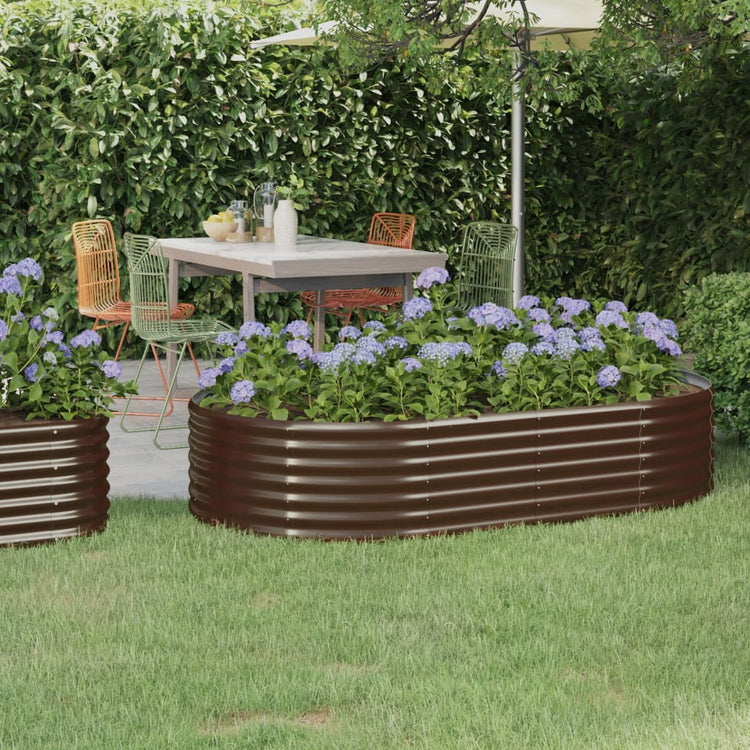 Boîte de planification Vidaxl 175x100x36 cm en poudre et en acier recouvert de brun