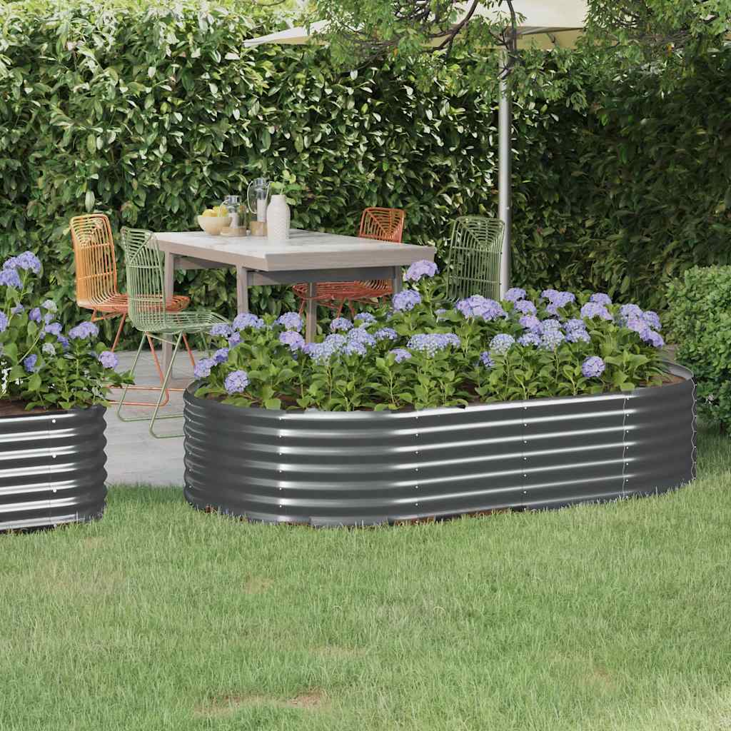 Vidaxl Planning Box 175x100x36 cm en poudre et en acier recouvert d'anthracite -colored