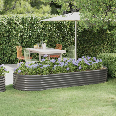 Boîte de planification Vidaxl 249x100x36 cm en poudre-gris en acier recouvert