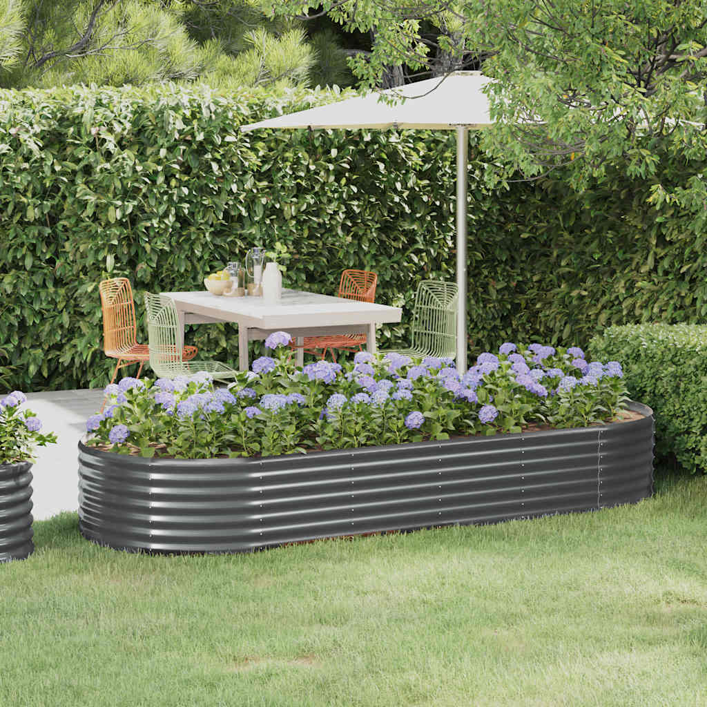 Boîte de planification Vidaxl 249x100x36 cm - Anthracite en acier recouvert de