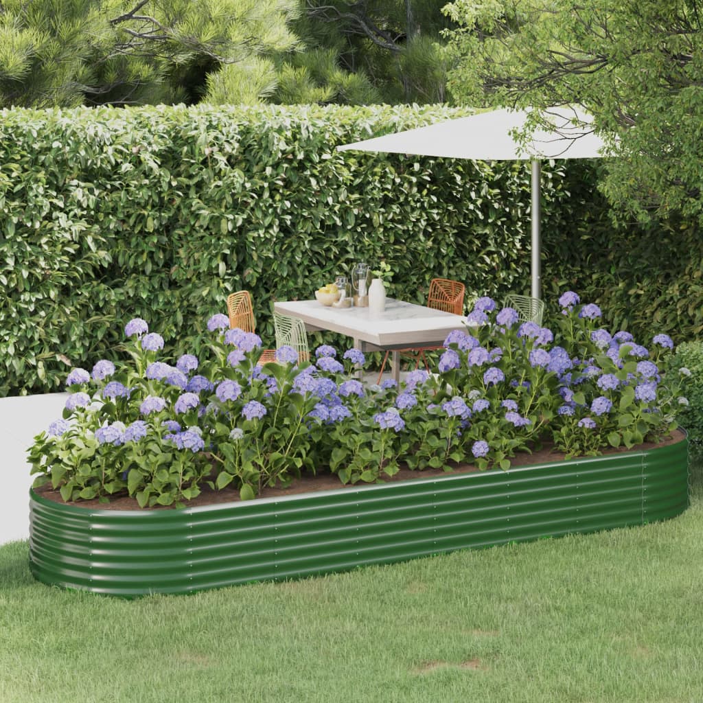 Boîte de planification Vidaxl 322x100x36 cm en poudre et en acier recouvert