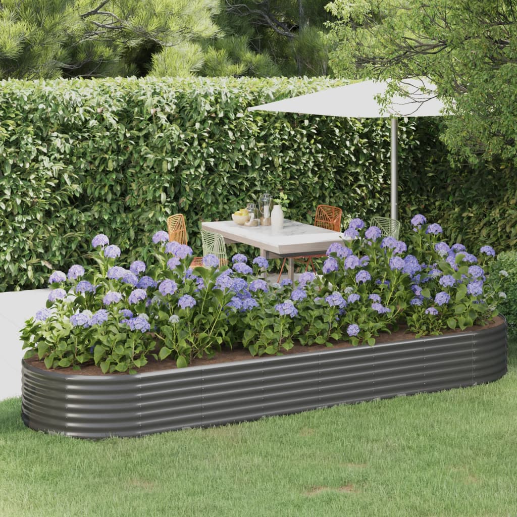 Vidaxx jardinière 322x100x36 cm acier galvanisé gris