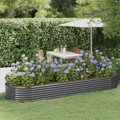 Vidaxl Planter 322x100x36 cm en poudre à anthracite en acier recouvert de