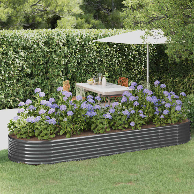 Vidaxl Planter 322x100x36 cm en poudre à anthracite en acier recouvert de