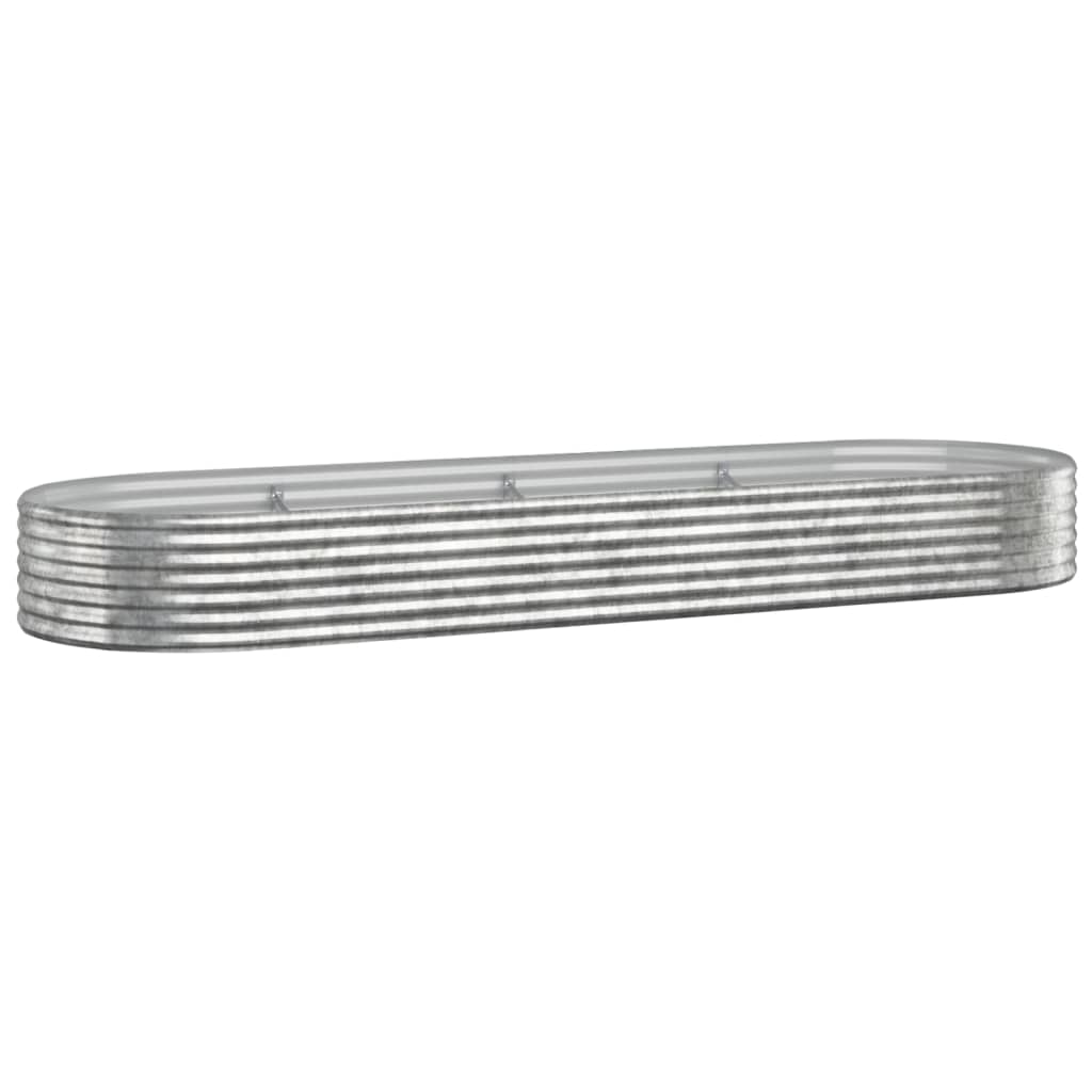 Vidaxl planteur 322x100x36 cm en poudre en poudre en argent en acier coloré
