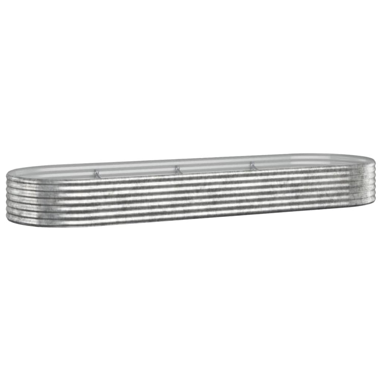 Vidaxl planteur 322x100x36 cm en poudre en poudre en argent en acier coloré