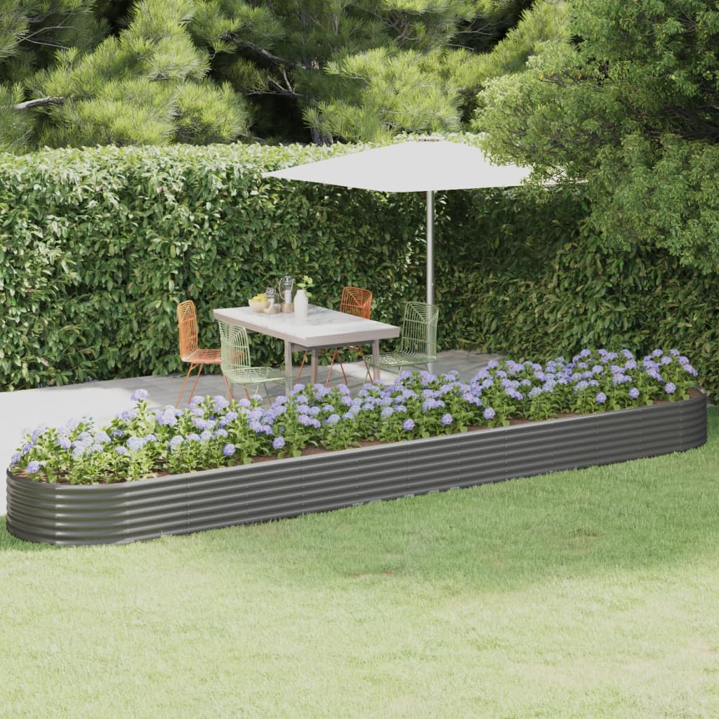 Boîte de planification Vidaxl 507x100x36 cm en poudre-gris en acier recouvert