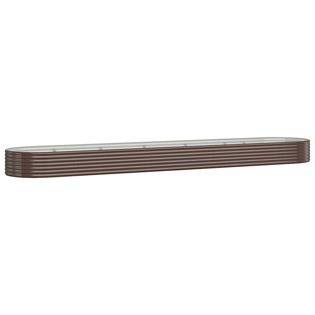 Boîte de planification Vidaxl 507x100x36 cm en poudre et en acier recouvert de brun