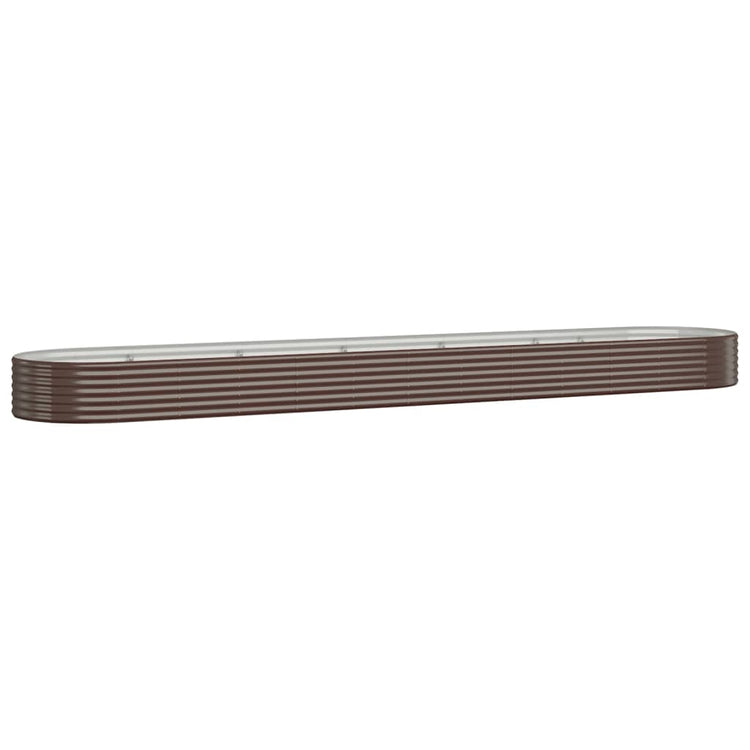 Boîte de planification Vidaxl 507x100x36 cm en poudre et en acier recouvert de brun