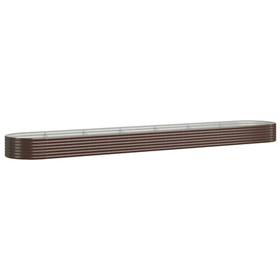 Boîte de planification Vidaxl 544x100x36 cm en poudre et en acier recouvert de brun