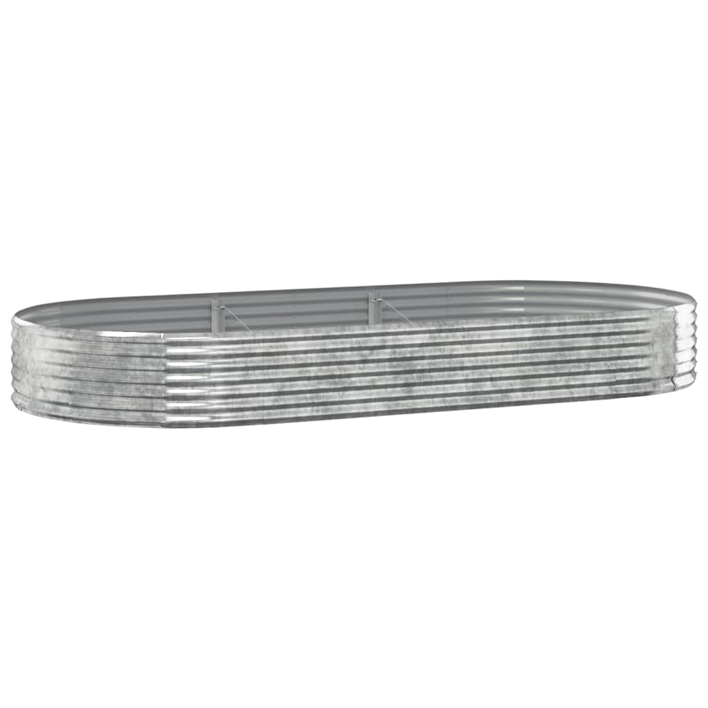 Boîte de planification Vidaxl 296x140x36 cm en poudre enceinte en acier argent coloré