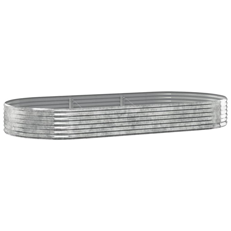 Boîte de planification Vidaxl 296x140x36 cm en poudre enceinte en acier argent coloré