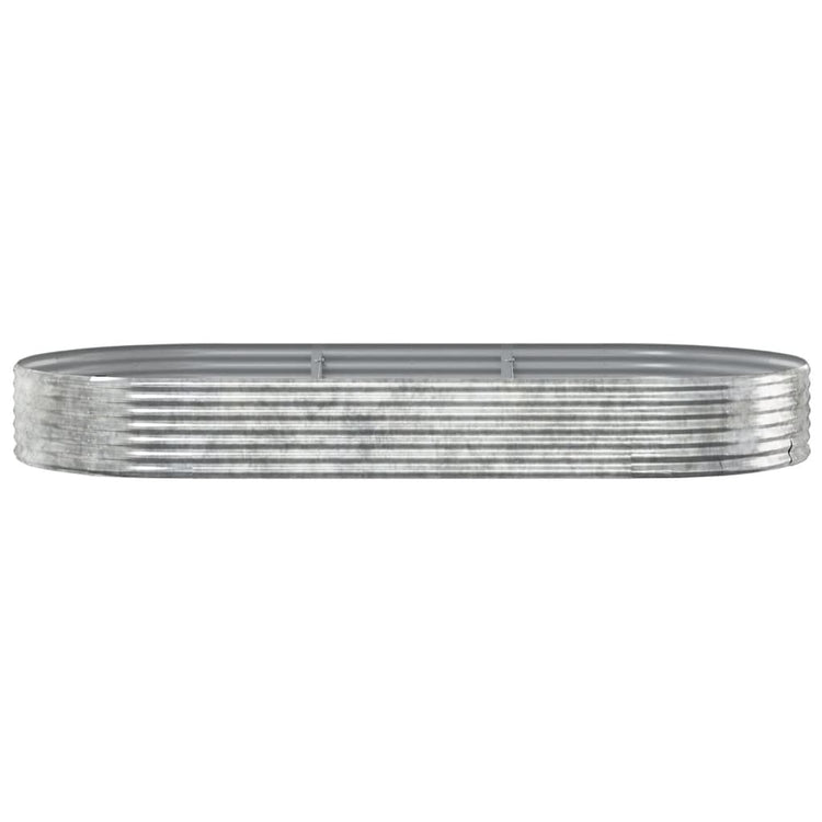 Boîte de planification Vidaxl 296x140x36 cm en poudre enceinte en acier argent coloré