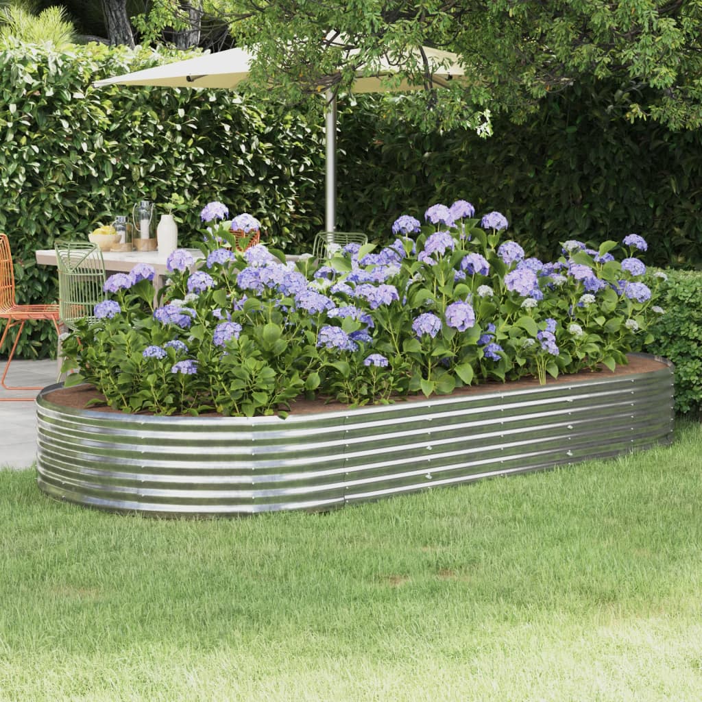 Boîte de planification Vidaxl 296x140x36 cm en poudre enceinte en acier argent coloré
