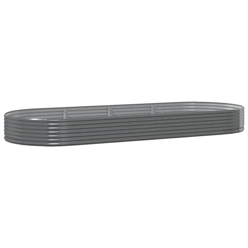 Vidaxl planteur 373x140x36 cm en poudre-gris en acier recouvert