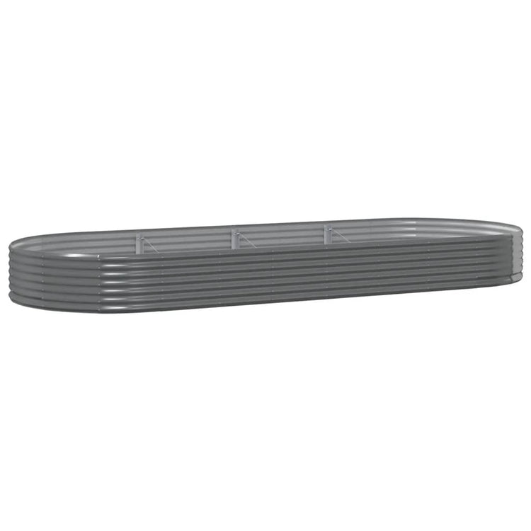 Vidaxl planteur 373x140x36 cm en poudre-gris en acier recouvert