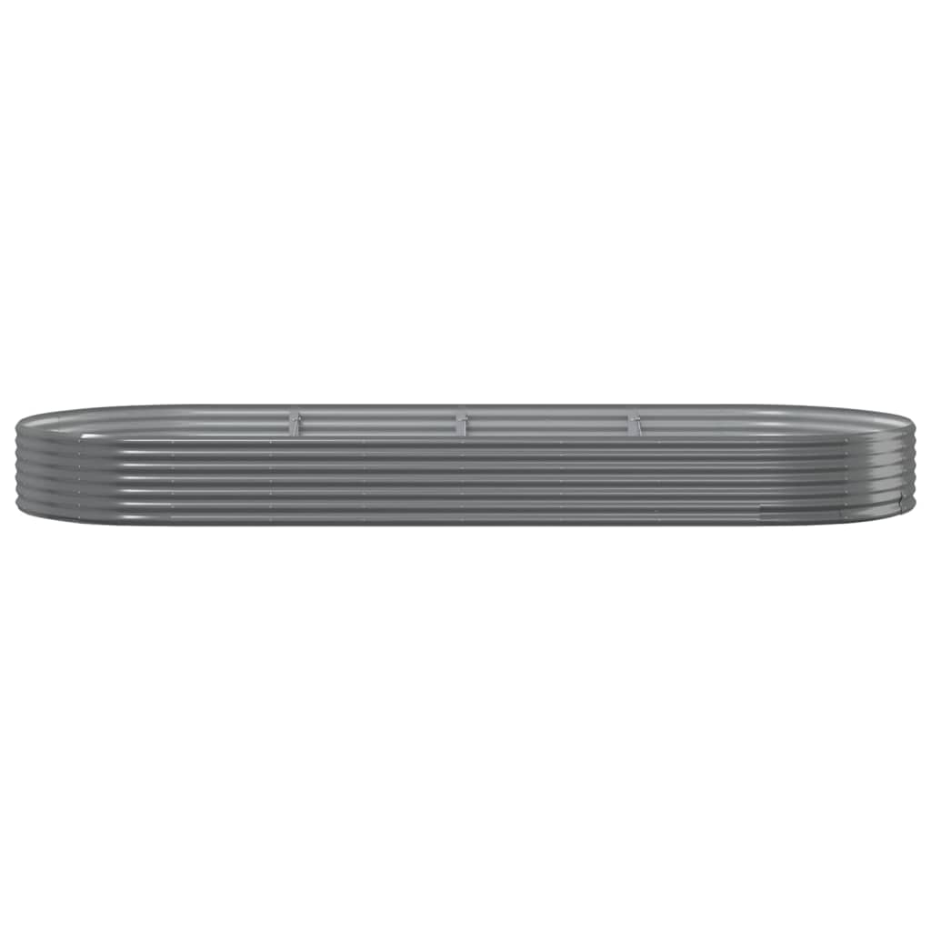Vidaxl planteur 373x140x36 cm en poudre-gris en acier recouvert