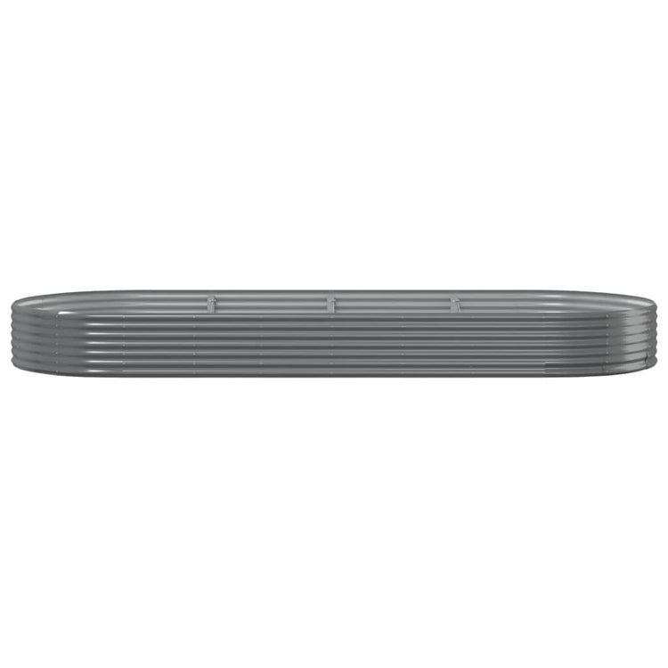 Vidaxl planteur 373x140x36 cm en poudre-gris en acier recouvert