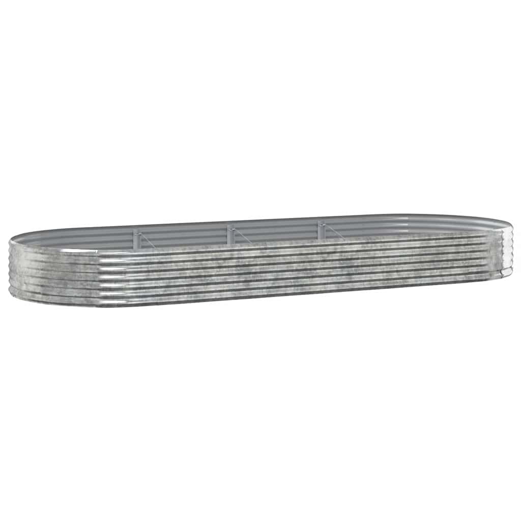 Boîte de planification Vidaxl 373x140x36 cm en poudre en poudre en argent en acier coloré