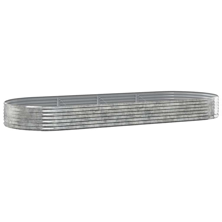 Boîte de planification Vidaxl 373x140x36 cm en poudre en poudre en argent en acier coloré