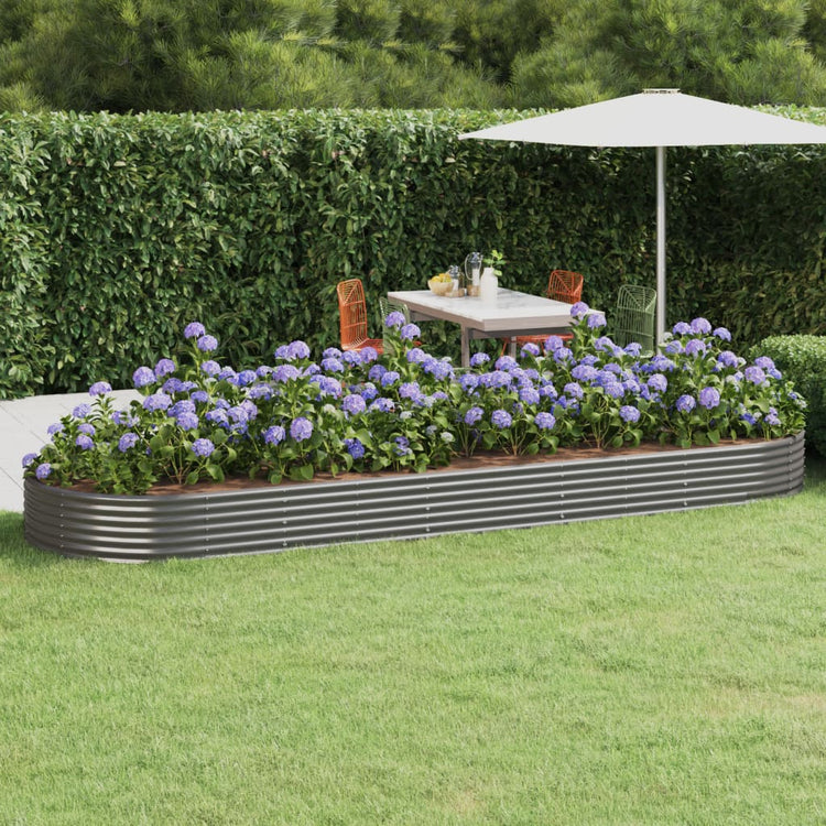 Boîte de planification de Vidaxl 450x140x36 cm en poudre et gris en acier recouvert