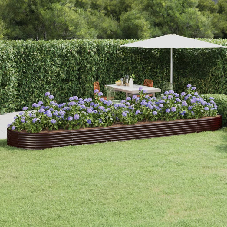 Boîte de planification Vidaxl 523x140x36 cm en poudre en poudre brun