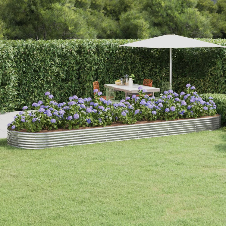 Vidaxl planteur 523x140x36 cm en poudre en poudre en argent en acier coloré