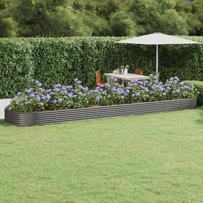 Boîte de planification de Vidaxl 600x140x36 cm en poudre et gris en acier recouvert