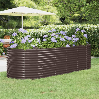 Boîte de planification Vidaxl 249x100x68 cm en poudre et en acier recouvert de brun