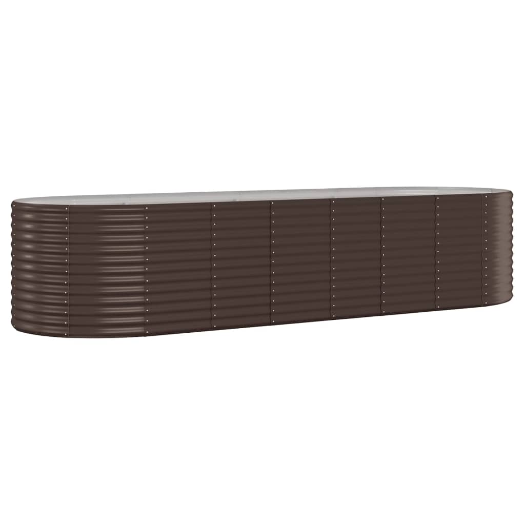 Boîte de planification Vidaxl 322x100x68 cm en poudre et en acier recouvert de marron