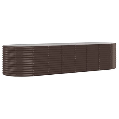Boîte de planification Vidaxl 322x100x68 cm en poudre et en acier recouvert de marron