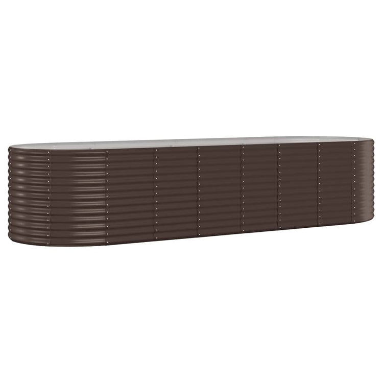 Boîte de planification Vidaxl 322x100x68 cm en poudre et en acier recouvert de marron