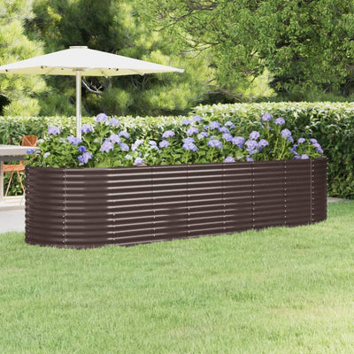Boîte de planification Vidaxl 322x100x68 cm en poudre et en acier recouvert de marron