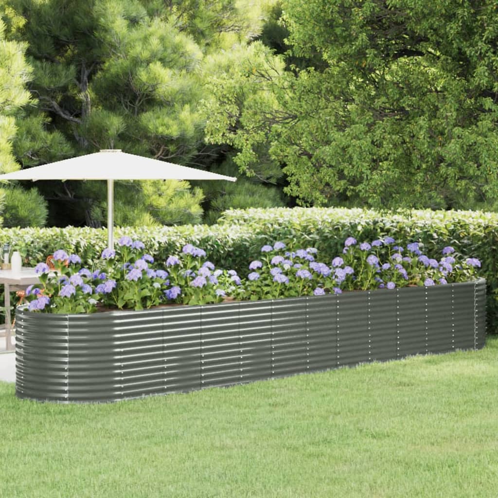 Boîte de planification Vidaxl 507x100x68 cm en poudre-gris en acier recouvert