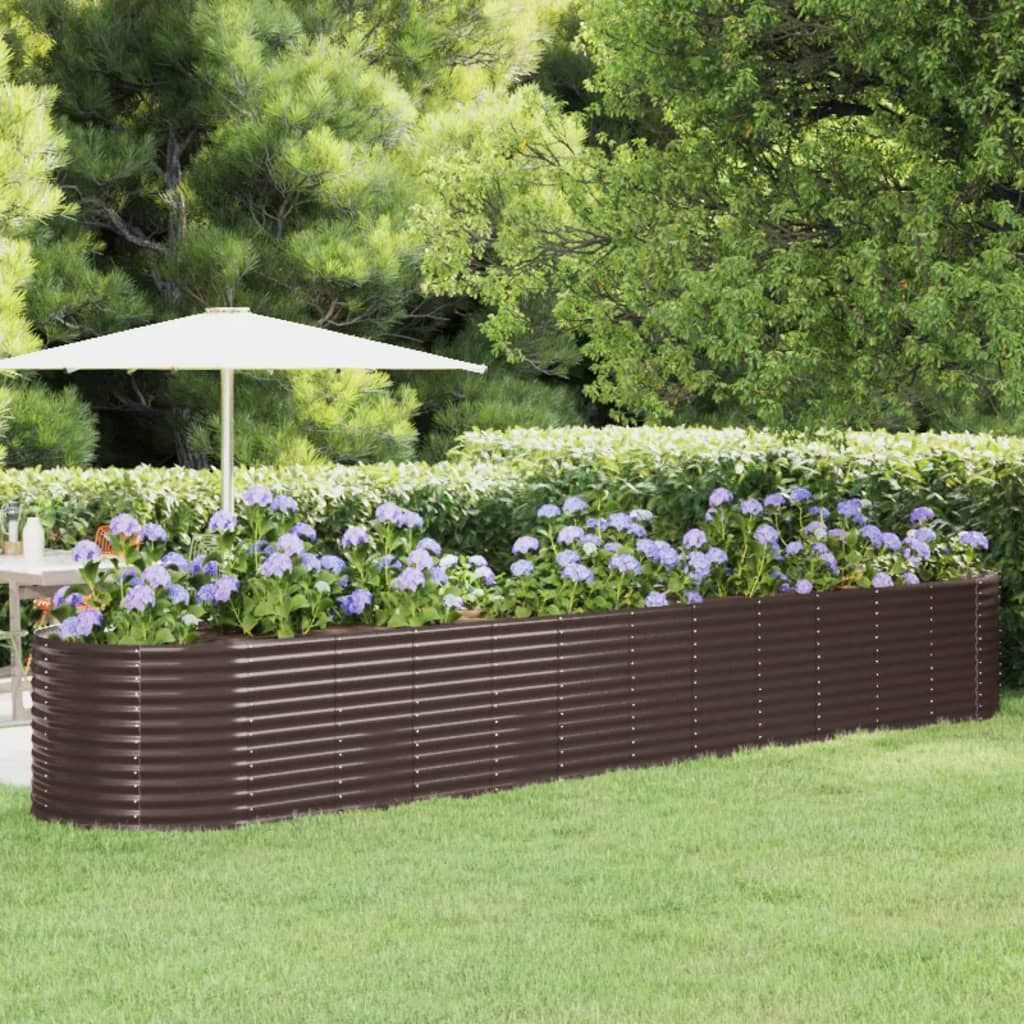 Boîte de planification Vidaxl 507x100x68 cm en poudre et en acier recouvert de marron