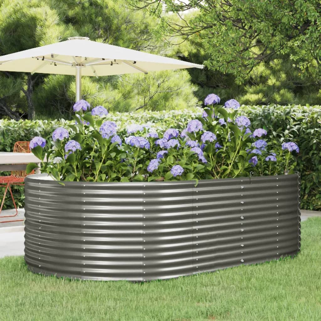 Boîte de planification de Vidaxl 212x140x68 cm en poudre et gris en acier recouvert