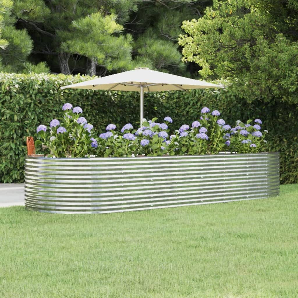 Boîte de planification de Vidaxl 367x140x68 cm en poudre en poudre en argent en acier coloré