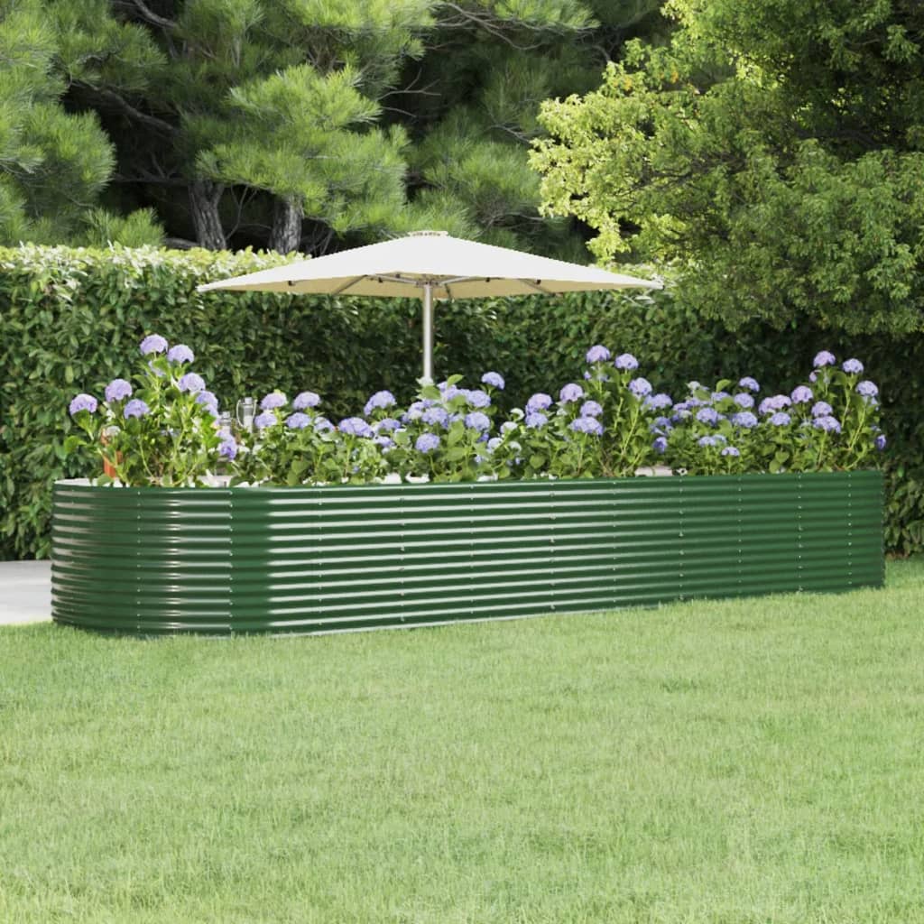 Boîte de planification Vidaxl 447x140x68 cm en poudre en acier vert