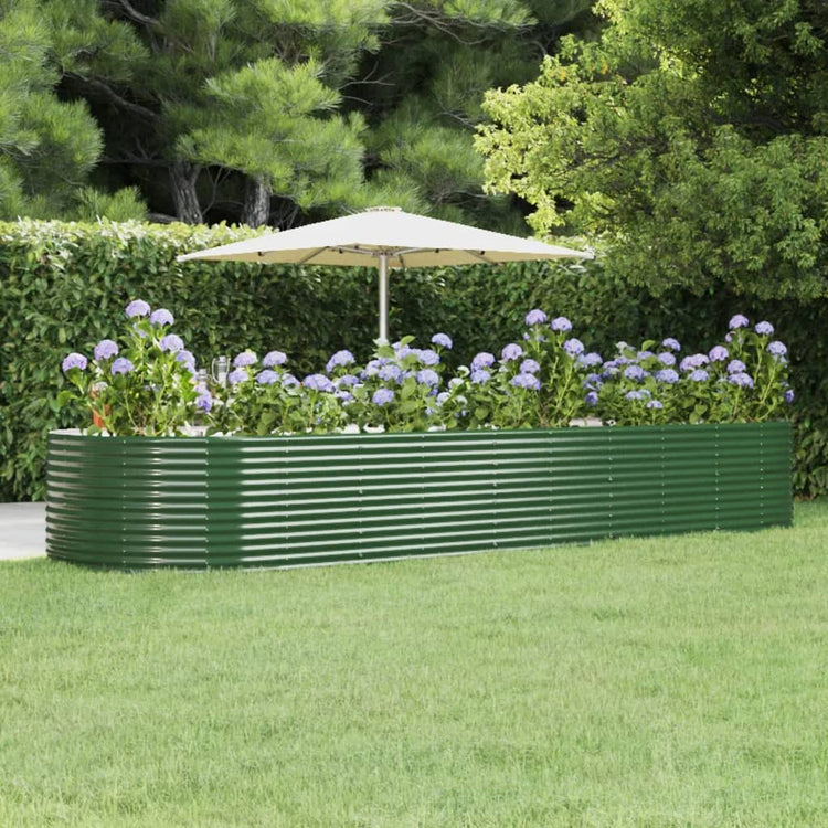 Boîte de planification Vidaxl 447x140x68 cm en poudre en acier vert