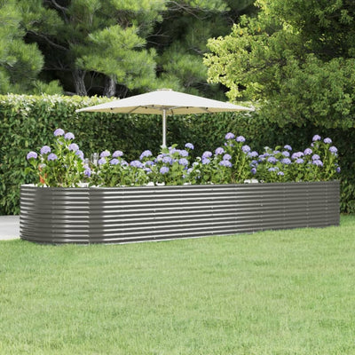 Boîte de planification Vidaxl 447x140x68 cm en poudre et gris en acier recouvert