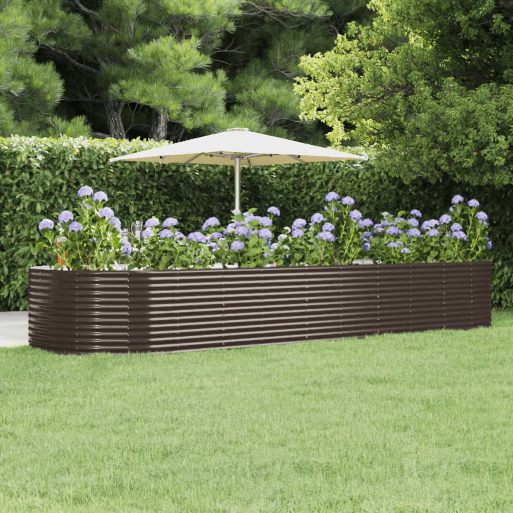 Boîte de planification Vidaxl 447x140x68 cm en poudre en poudre brun